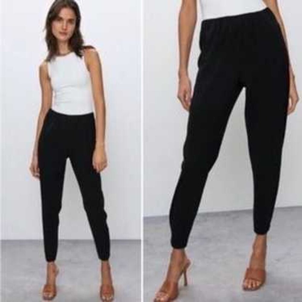 Aritzia Babaton Black Dexter Tapered Crepe Pants